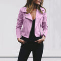 Damen Lederjacke Elegant Asymmetrisch Alltag Look – Selvera