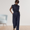Damen Jumpsuit Elegant Tailliert Mit Gürtel Alltag – Serenya
