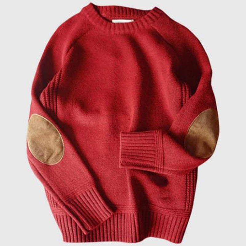 Modischer Herren-Pullover mit Ellenbogenpatches – David
