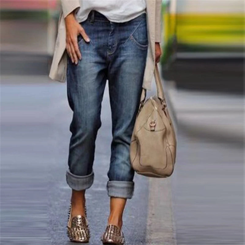 Damen Relaxed Fit Jeans Klassisch Bequem Alltag – Elina