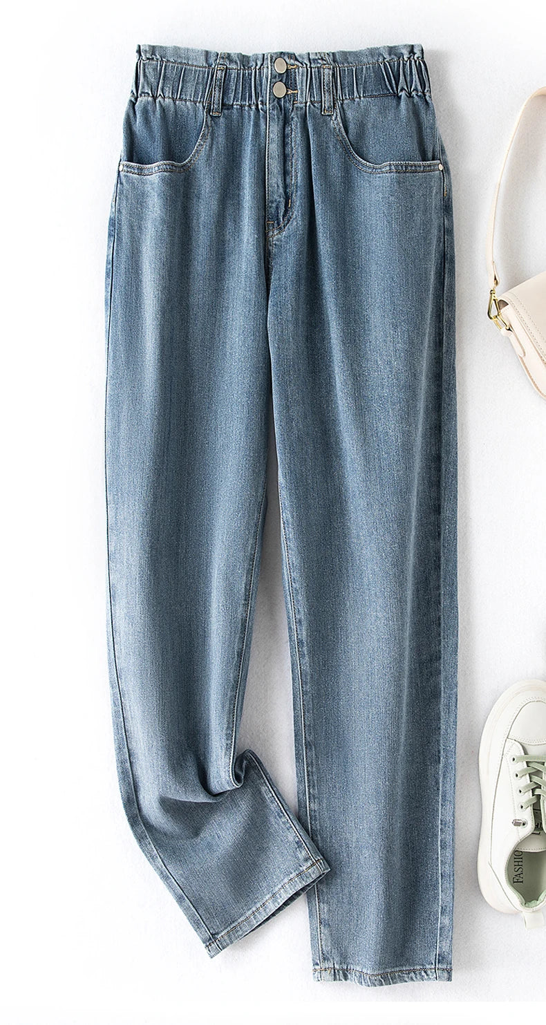 Elastische High-Waist Mom-Jeans in Übergröße – Sophie
