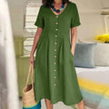 Sommerkleid Damen Knopfleiste elegant bequem hochwertig – Elanora