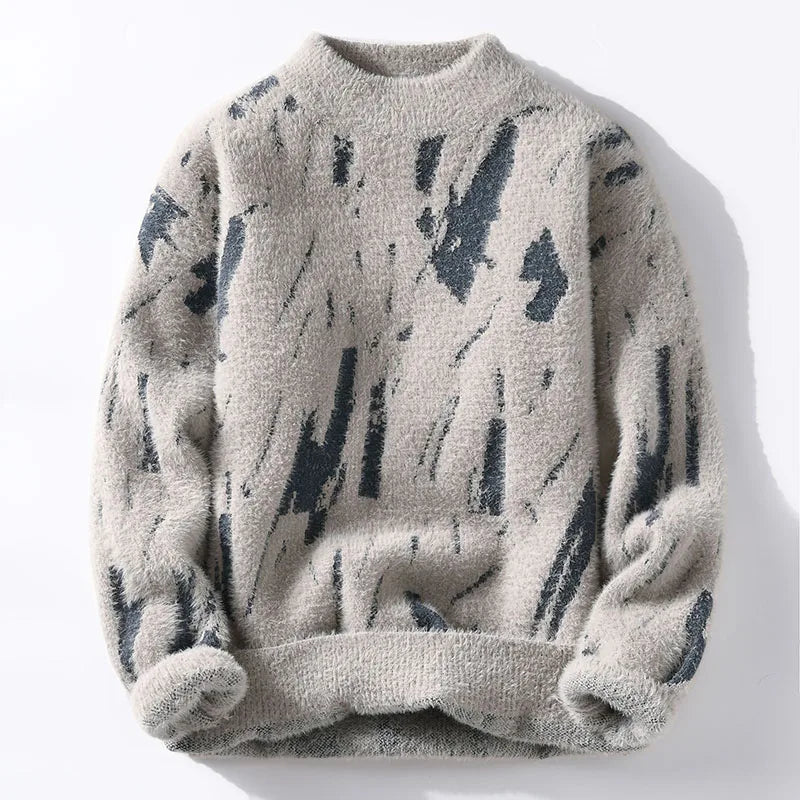 Damen Strickpullover Flauschig Warm Abstrakt Muster – Soraya