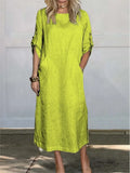 Leinen Baumwolle Kleid Damen locker leicht Sommer – Selvina