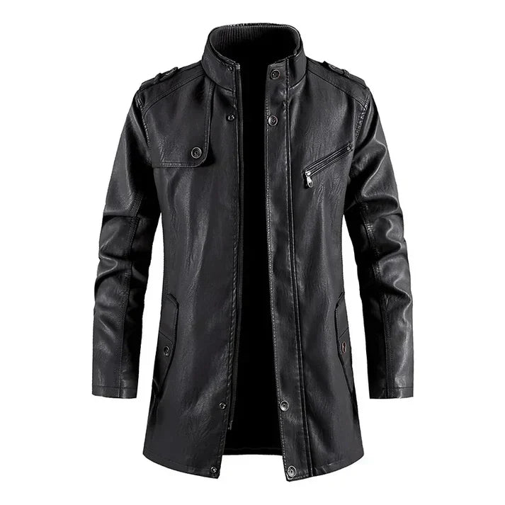 Halblange Herren Lederjacke mit maskulinem Schnitt – Mike