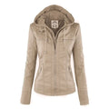 Damen Lederjacke mit Kapuze und Thermofutter – Clara