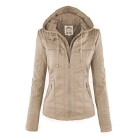 Damen Lederjacke mit Kapuze und Thermofutter – Clara