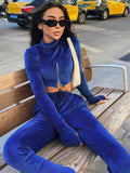 Samt Hausanzug mit Crop Top für Damen – Chaya