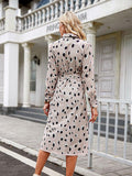 Bohème Midikleid mit Stehkragen & A-Linien-Saum – Leona