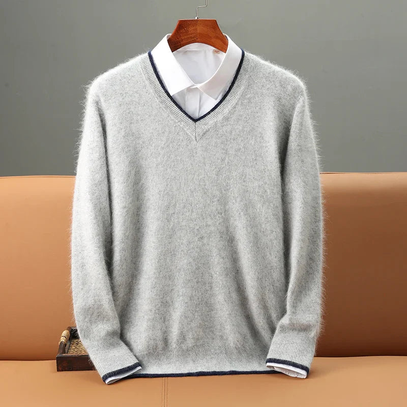 Herren V-Ausschnitt Pullover mit weichem Material – Yuri