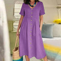 Sommerkleid Damen Knopfleiste elegant bequem hochwertig – Elanora