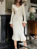 Elegantes Langkleid Bodenlang mit V-Ausschnitt – Merina
