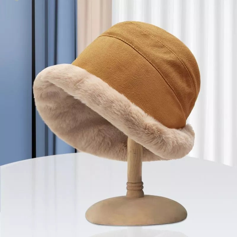 Winter Fischerhut aus Plüsch – Klara für Damen