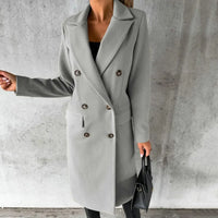Damen Wollmantel Zweireiher Herbst Winter Elegant – Luna
