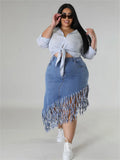 Plus Size Denim-Rock mit Quasten – Valeria