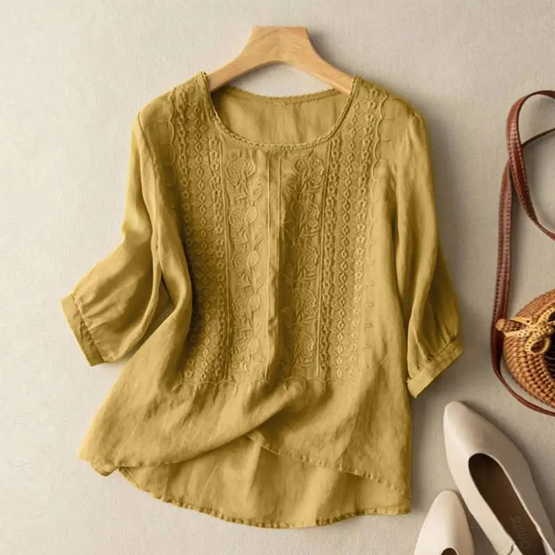 Boho Bluse Damen Bestickt Locker Elegant – Florencea
