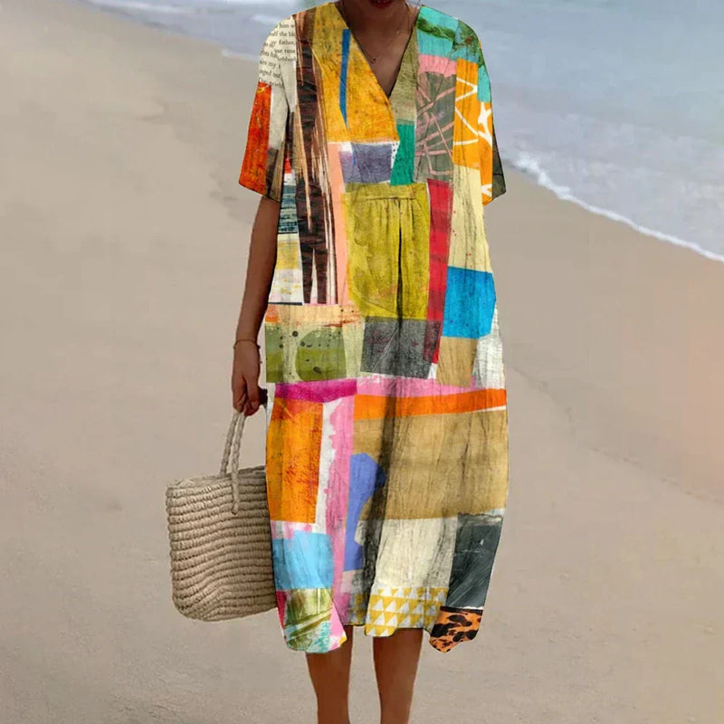 Vibrantes Maxikleid Damen Sommer luftig bequem – Arlina