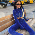 Samt Hausanzug mit Crop Top für Damen – Chaya
