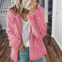 Kuscheliger Teddy-Kapuzen-Cardigan für Damen – Amira