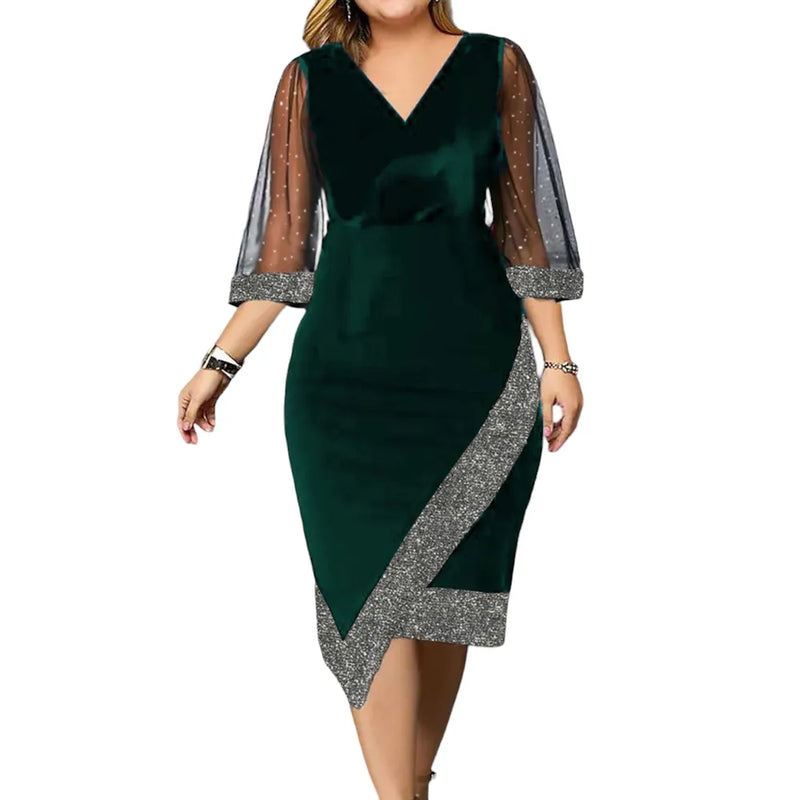Elegantes Übergrößen-Partykleid mit Glitzer-Details – Aurelia