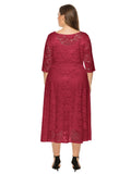 Elegantes Midikleid mit Spitzenärmeln in Übergröße – Sofia