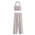 Damen Hosenanzug Set Weste Elegant Zweiteilig Business – Loravelle