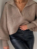 Damen Strickpullover mit V-Ausschnitt und lockerem Schnitt – Anna