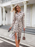 Bohème Midikleid mit Stehkragen & A-Linien-Saum – Leona