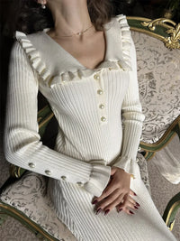 Elegantes Langkleid Bodenlang mit V-Ausschnitt – Merina