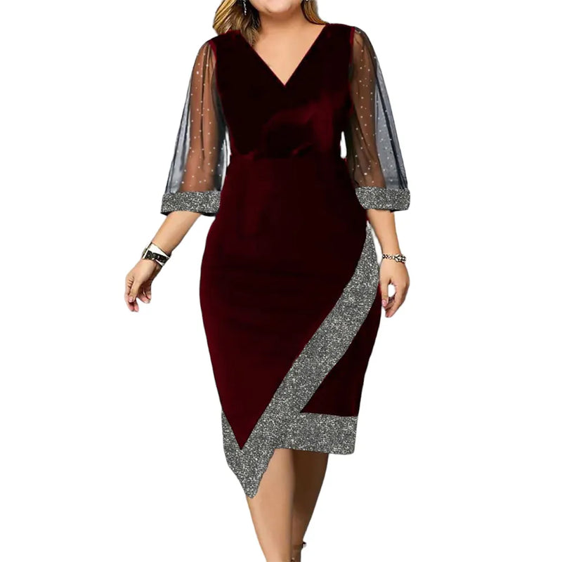 Elegantes Übergrößen-Partykleid mit Glitzer-Details – Aurelia