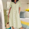 Sommerkleid Damen Knopfleiste elegant bequem hochwertig – Elanora
