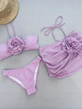 Blumen Bikini Set Damen Weiß Elegant Sommer – Leonie