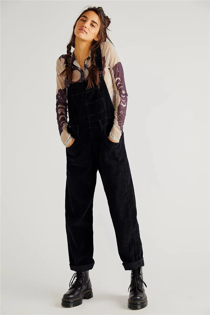 Vintage Cord-Denim Latzhose für Damen – Helena