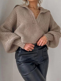 Damen Strickpullover mit V-Ausschnitt und lockerem Schnitt – Anna