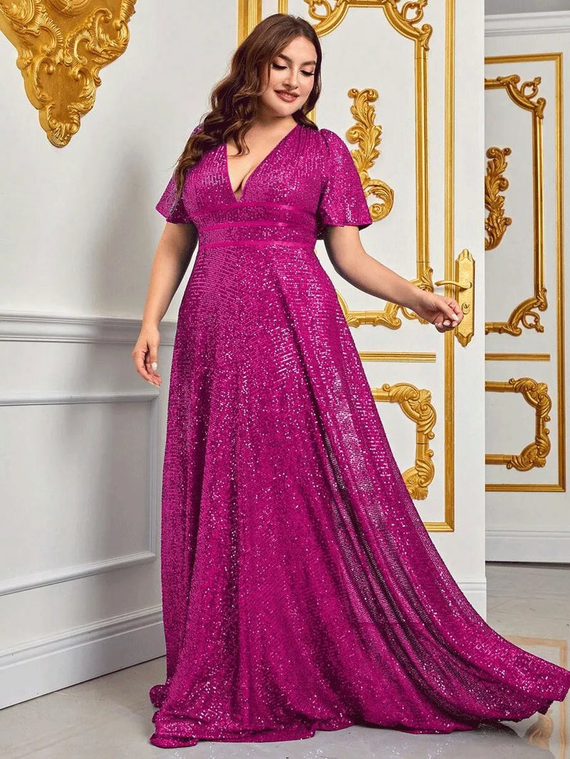 Elegantes Pailletten-Maxikleid in Übergröße für Damen – Sophie