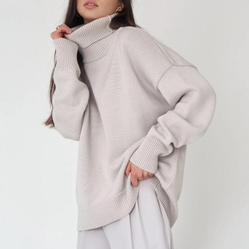 Rollkragenpullover Baumwollmischung Herbst Design Damen – Silvana