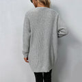 Damen Strickjacke Lang Elegant Vielseitig Knöpfe – Leona