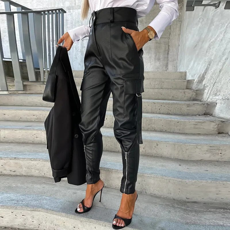 Damen-Lederhose mit glänzendem Finish & perfekter Passform – Viola