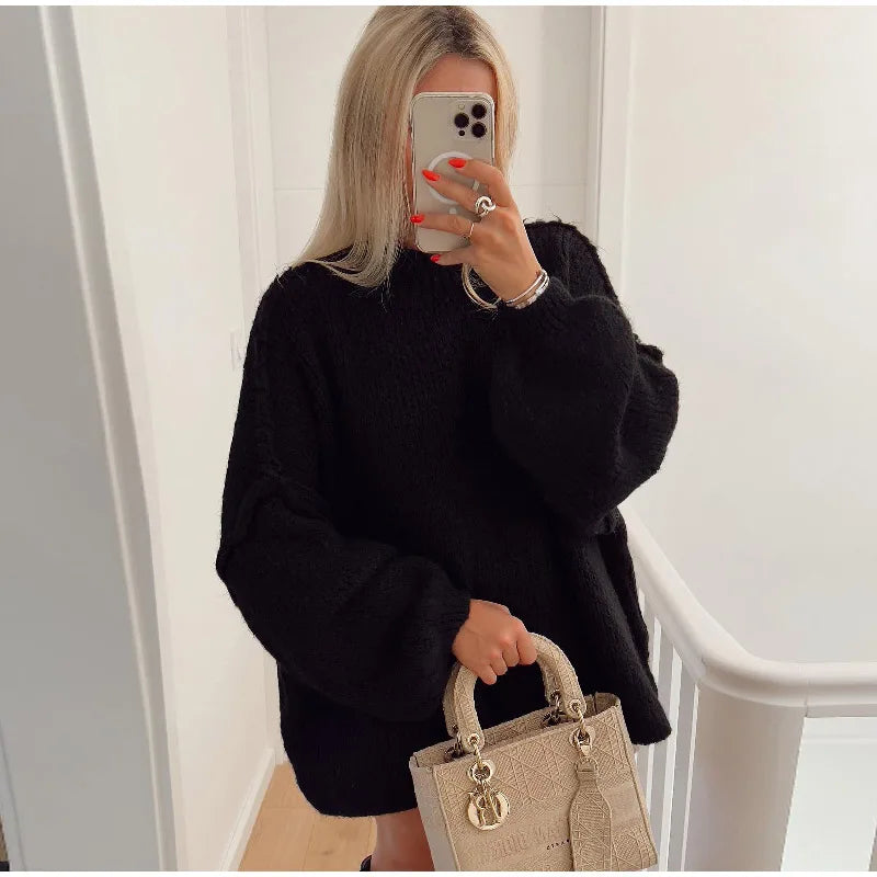 Damen Pullover Warm Weich Oversize Herbst Look – Liliane