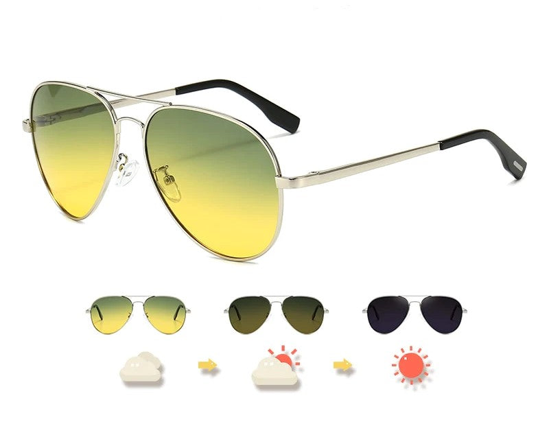 Polarisierte Fotochrome Pilotenbrille für Tag & Nachtfahren – Lukas