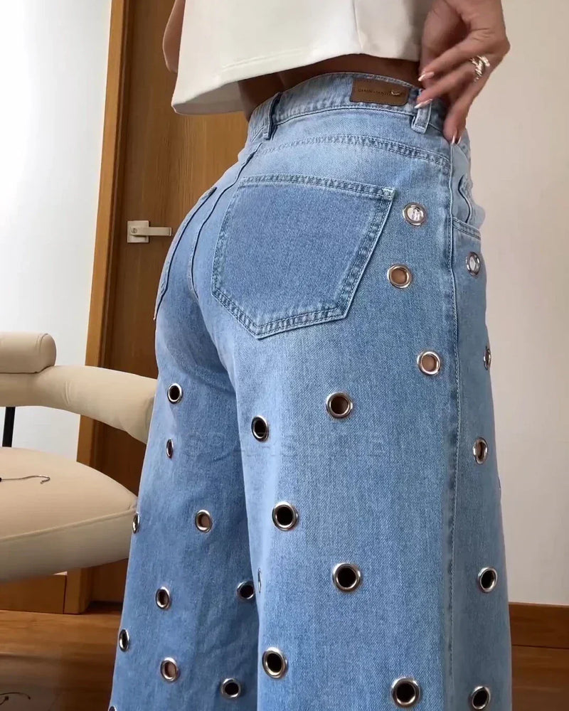 High-Rise Damen-Schlagjeans mit Stretch-Denim – Emilia