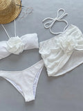 Blumen Bikini Set Damen Weiß Elegant Sommer – Leonie