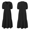 Übergrößen Maxikleid mit V-Ausschnitt und Puffärmeln – Lena