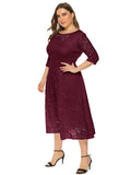 Elegantes Midikleid mit Spitzenärmeln in Übergröße – Sofia