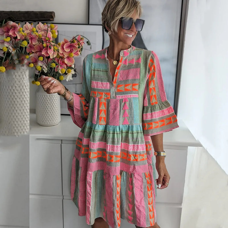 Frühlings Minikleid mit Rüschen A-Linie – Selina