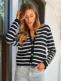 Gestreifte Damen Strickweste mit Rundhalsausschnitt – Miralyn