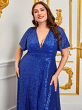 Elegantes Pailletten-Maxikleid in Übergröße für Damen – Sophie