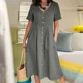Sommerkleid Damen Knopfleiste elegant bequem hochwertig – Elanora