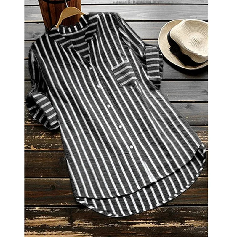 Luftige Langarm Bluse Damen gestreift – Elina