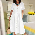 Sommerkleid Damen Knopfleiste elegant bequem hochwertig – Elanora